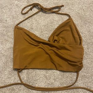Tan/brown wrap top